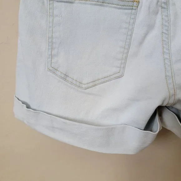 Guess Light Wash Destroyed Cuffed Denim Shorts - Picture 9 of 16